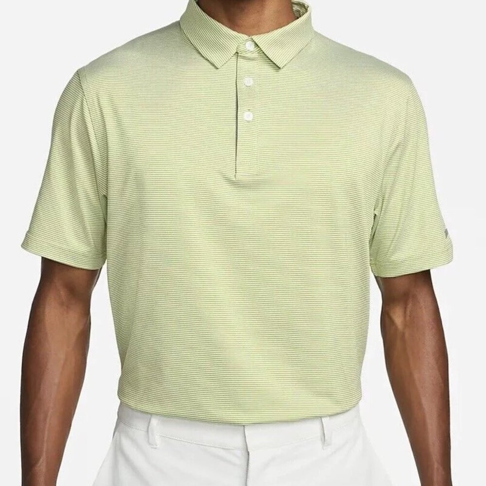 Nike Dri-FIT Player Men's Striped Golf Polo Vivid Green/Pure/Brushed Silver Sz S